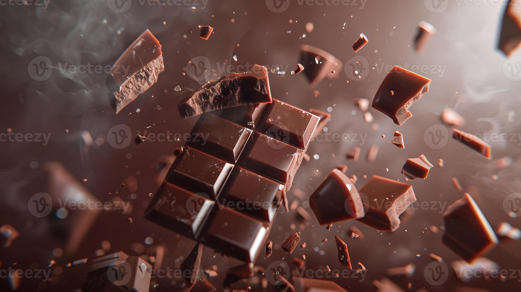 ai gerado doce Sombrio chocolate Barra quebrado para dentro peças. ai gerado foto