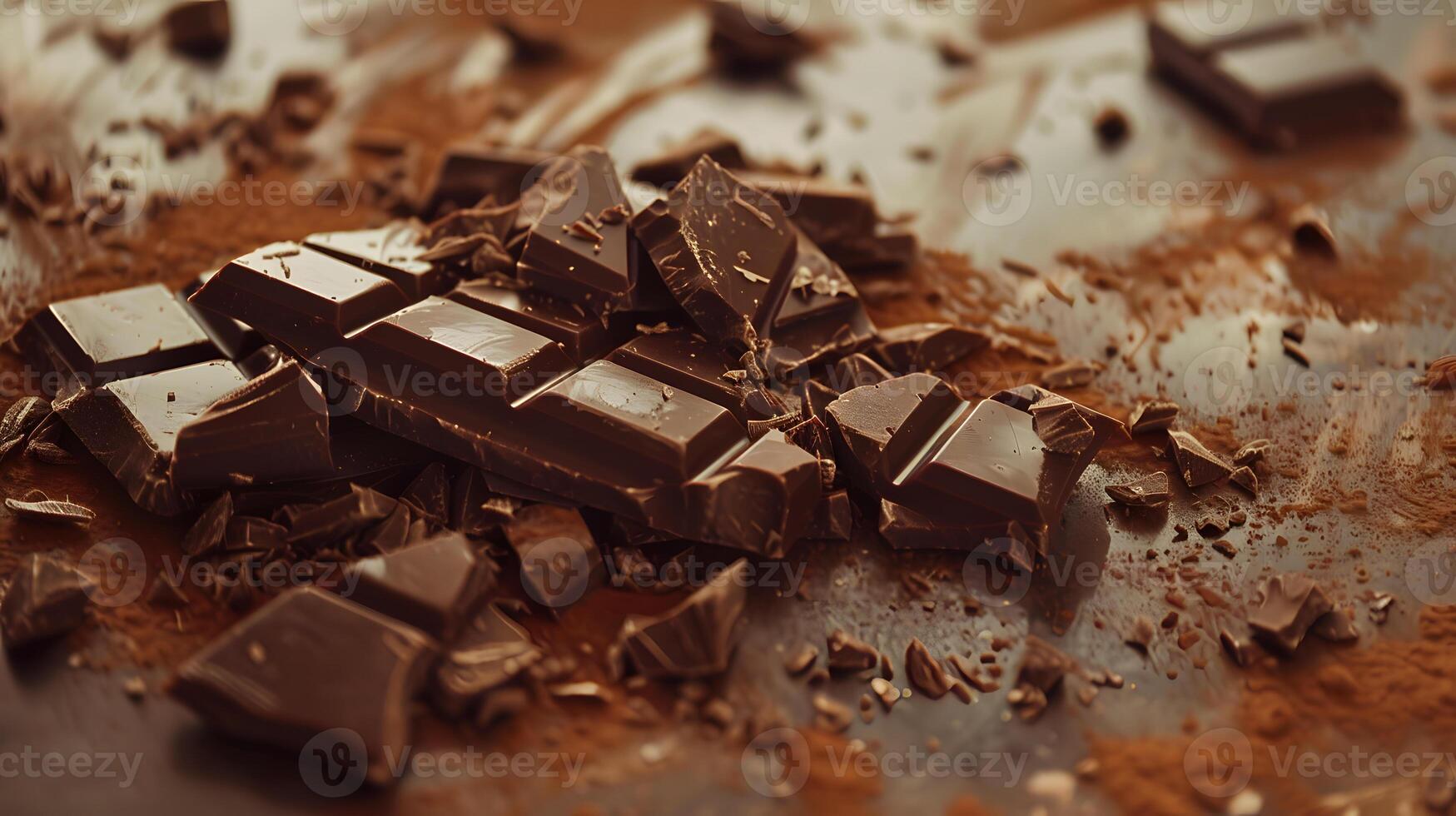 ai gerado doce Sombrio chocolate Barra quebrado para dentro peças. ai gerado foto