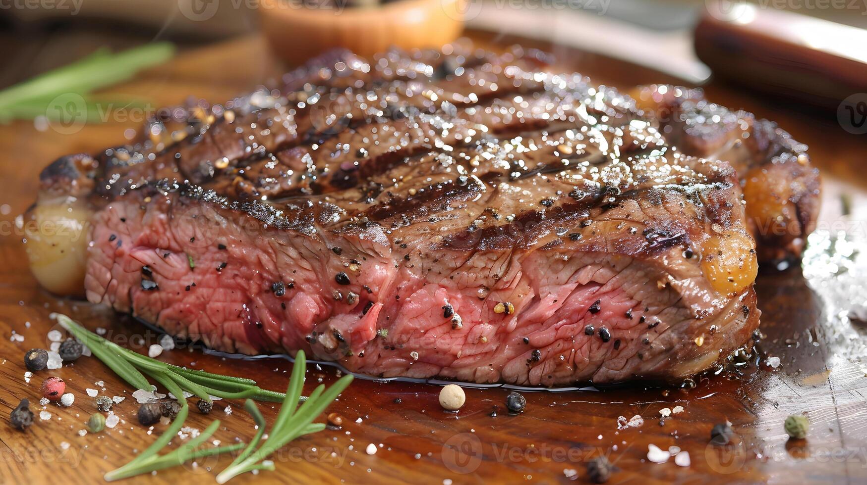 ai gerado fresco suculento delicioso carne bife em uma Sombrio fundo. ai gerado foto