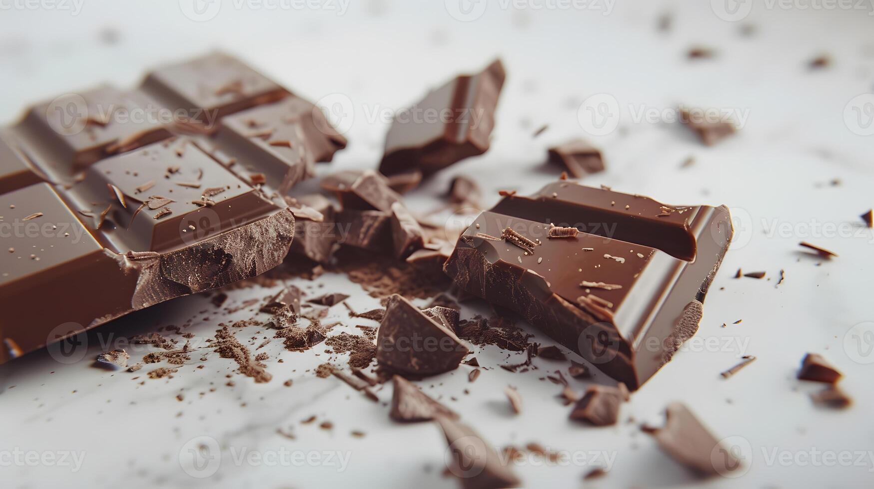 ai gerado doce Sombrio chocolate Barra quebrado para dentro peças. ai gerado foto