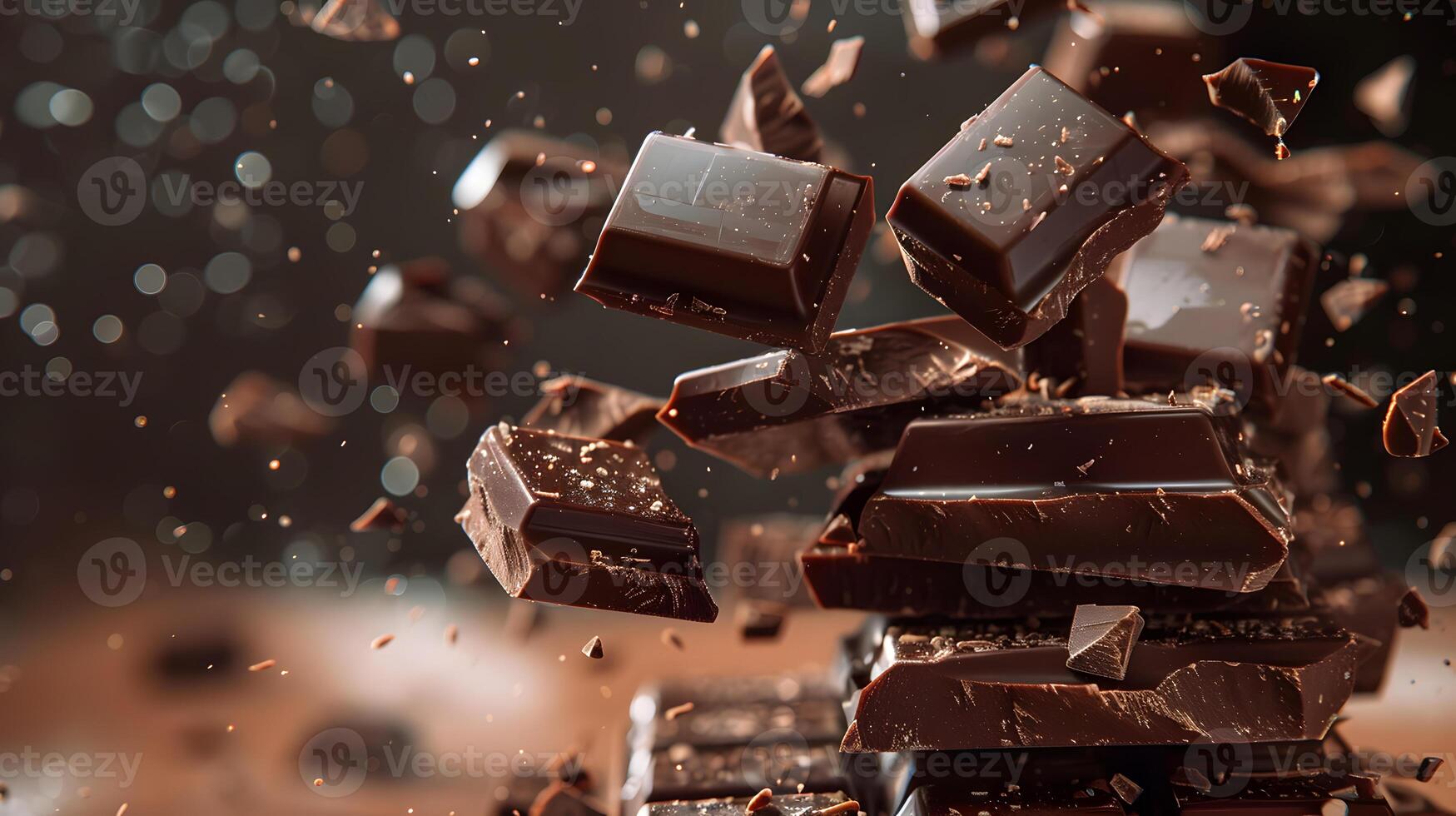 ai gerado doce Sombrio chocolate Barra quebrado para dentro peças. ai gerado foto