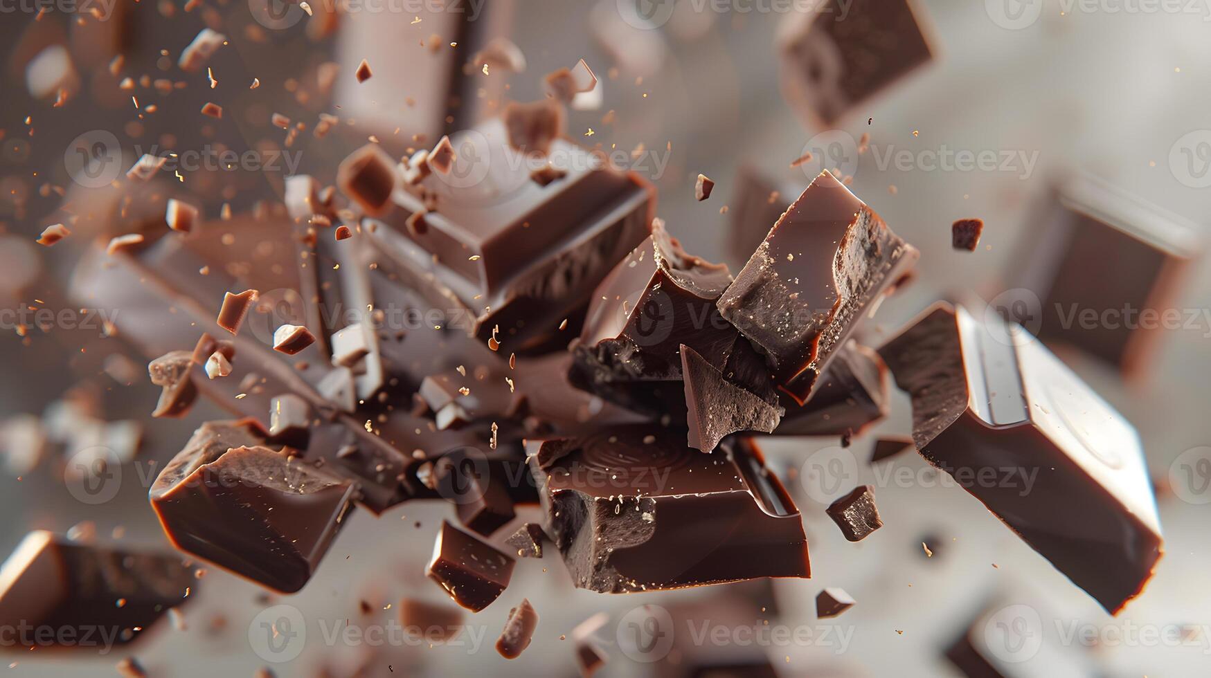 ai gerado doce Sombrio chocolate Barra quebrado para dentro peças. ai gerado foto