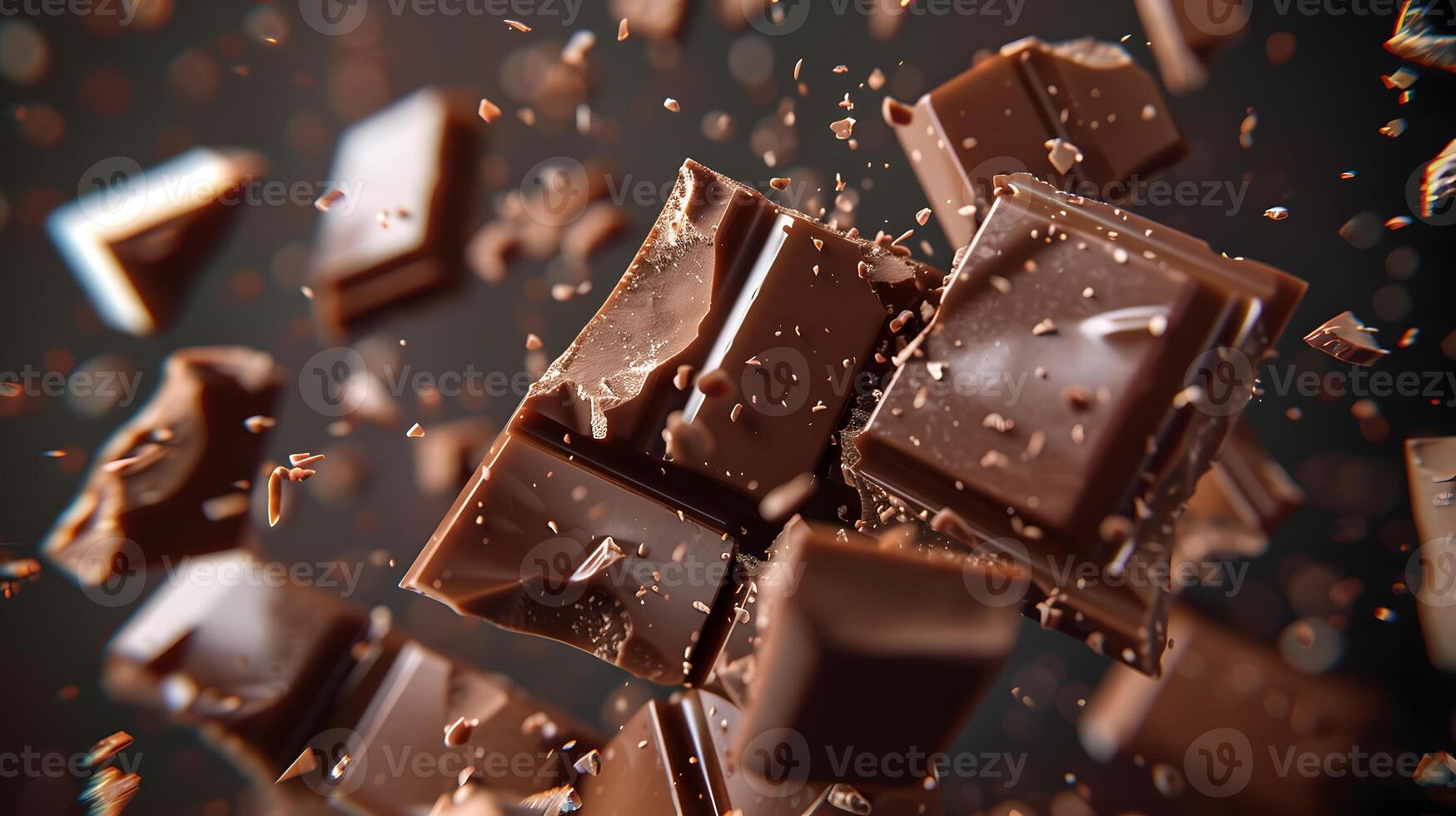 ai gerado doce Sombrio chocolate Barra quebrado para dentro peças. ai gerado foto