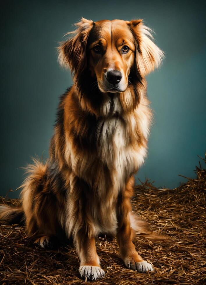 ai gerado cachorro dentro uma colorida peruca. seletivo foco. tonificado. ai generativo foto