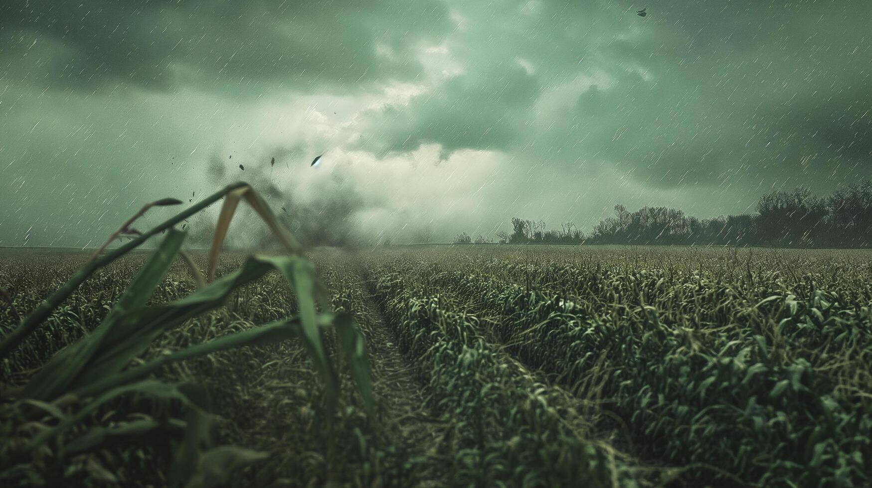 ai gerado tempestade nuvens sobre arroz Campos foto