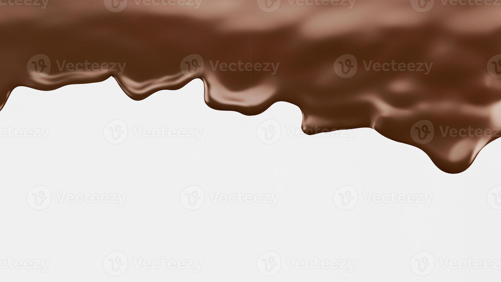 derretido Castanho chocolate gotejamento em branco fundo, 3d ilustração. foto