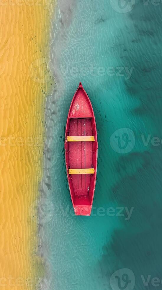 ai gerado colori barco em a mar foto