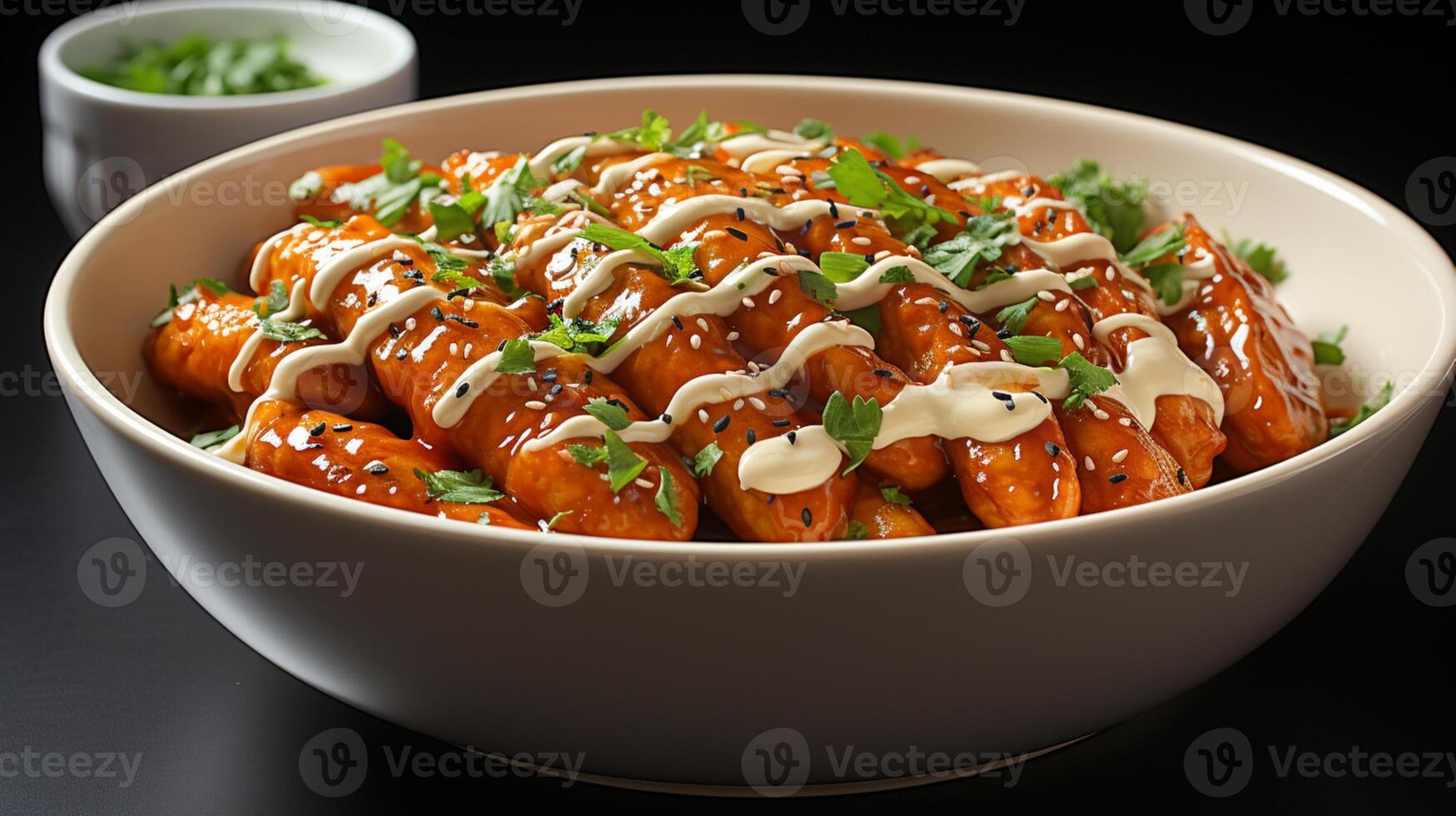 ai gerado tteokbokki coreano tradicional picante Comida foto