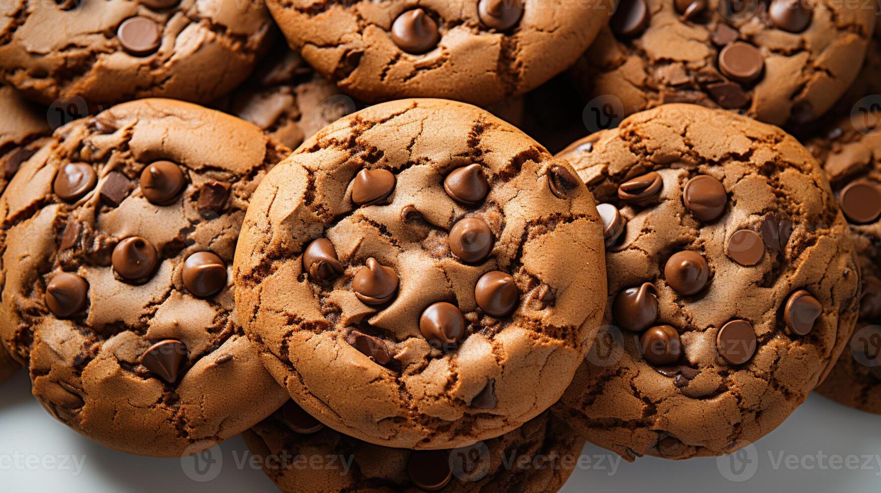 ai gerado Brownie biscoitos whit chocolate lasca cozido lanche foto