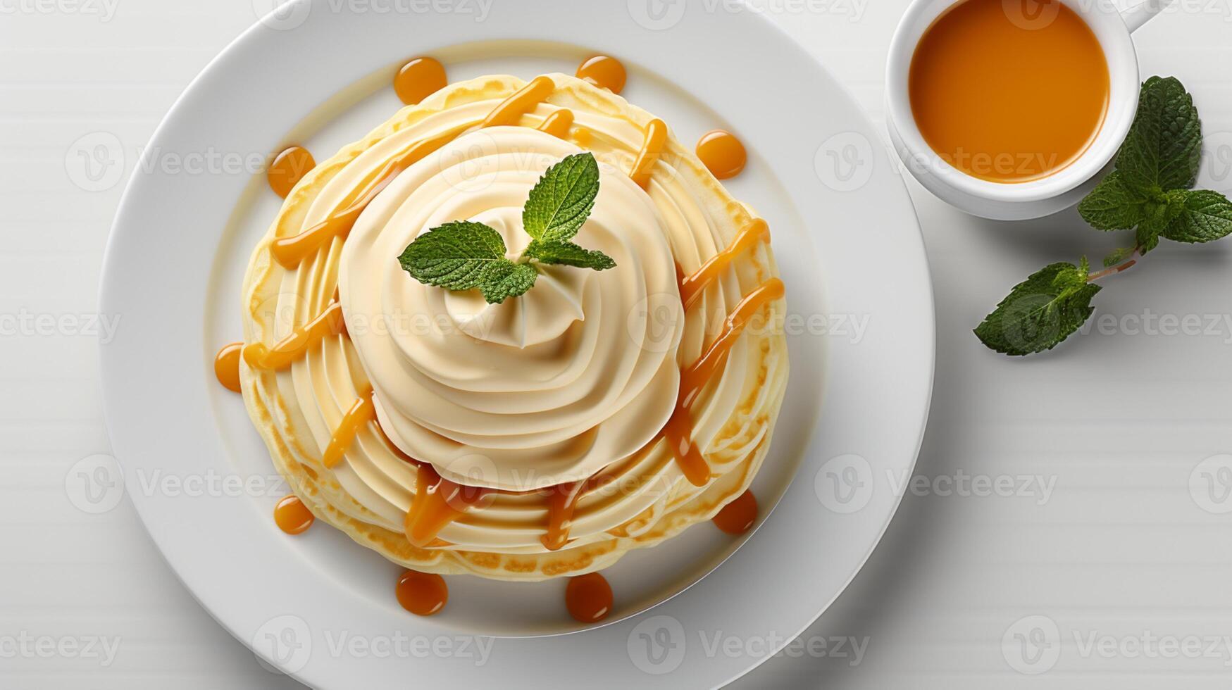 ai gerado panqueca creme creme doce bolo sobremesa foto