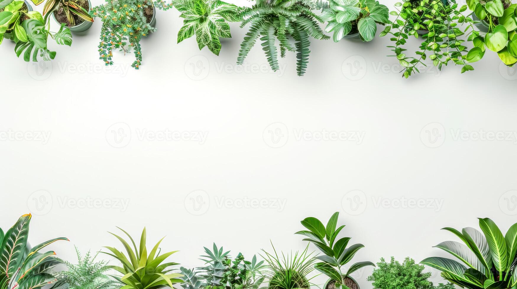 ai gerado fresco verde plantar fronteira em branco fundo foto