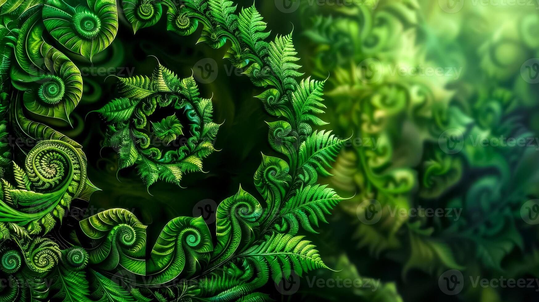 ai gerado encantador verde samambaia fractal papel de parede foto