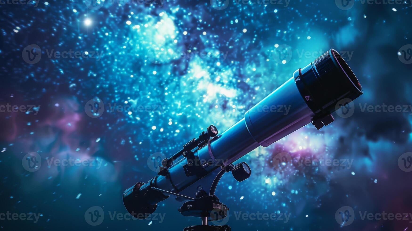 ai gerado Estrela olhando através uma telescópio com uma suave galáxia presença foto