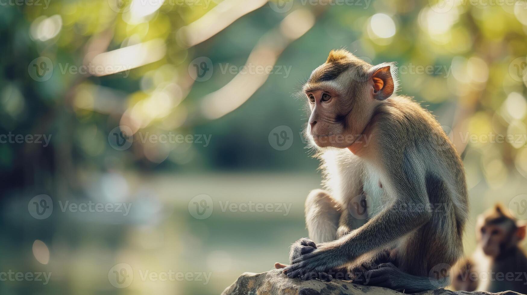 ai gerado lindo macaco gastos Tempo dentro natureza. foto