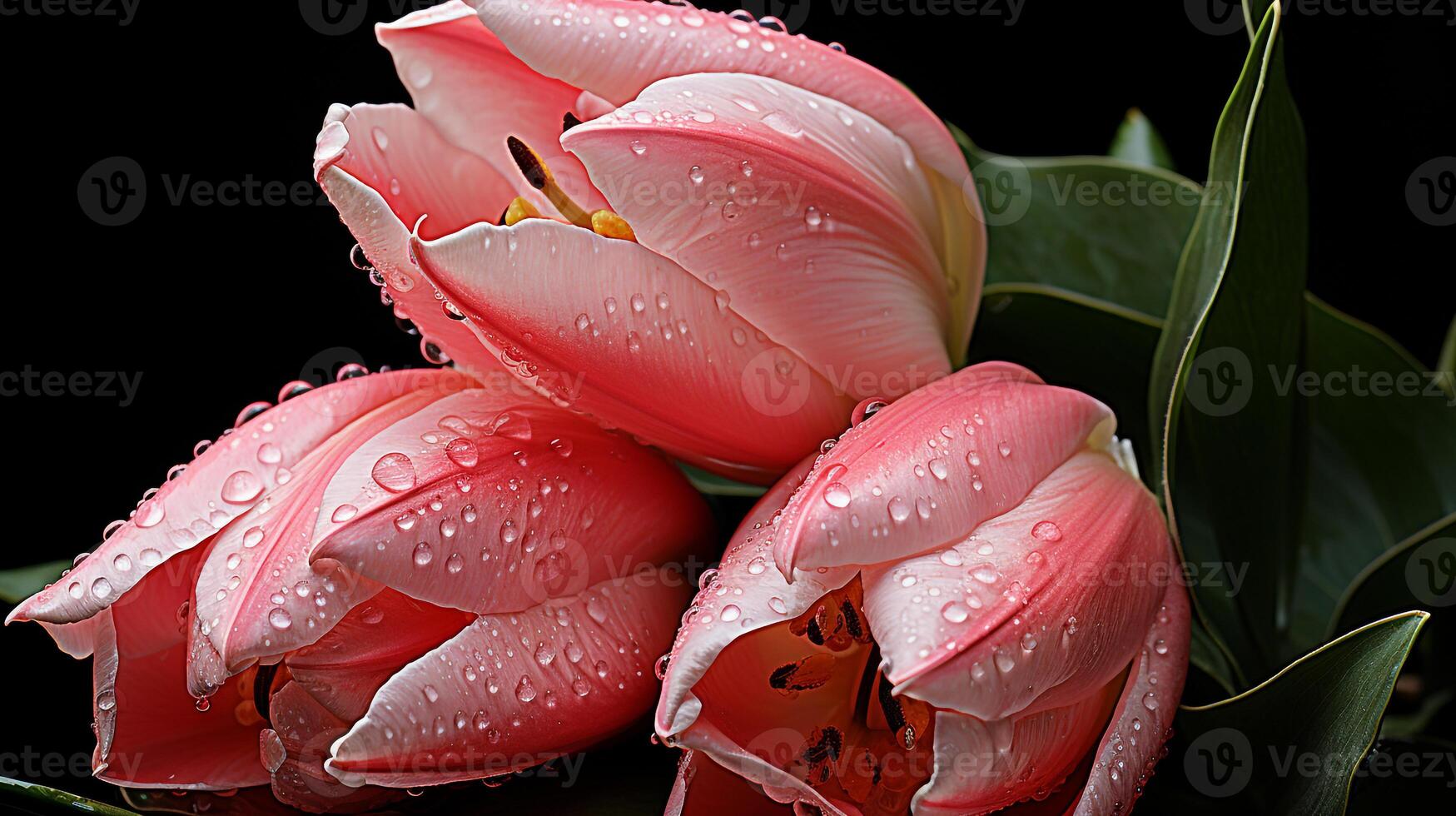 ai gerado lindo macro fotografia do tulipa flores foto