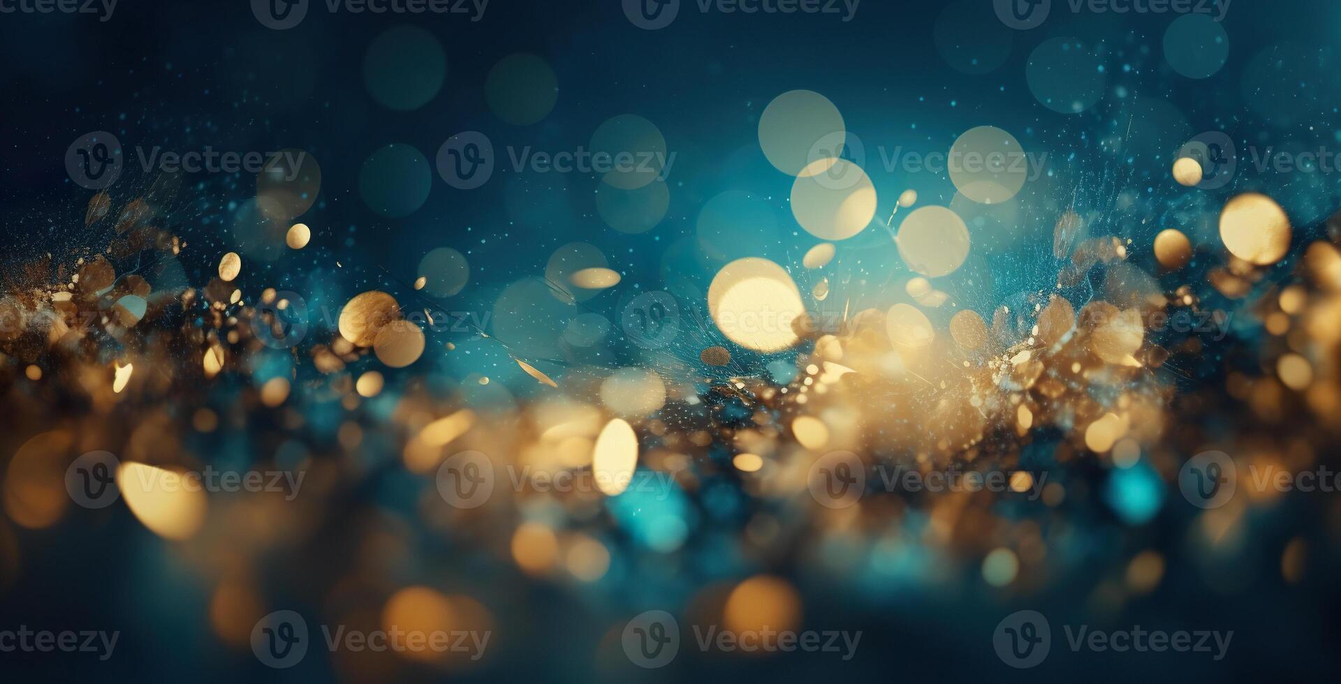 ai gerado luxo laranja ouro rico brilhar brilhar, Sombrio azul bokeh fundo. festivo glamouroso cintilante papel de parede pano de fundo foto