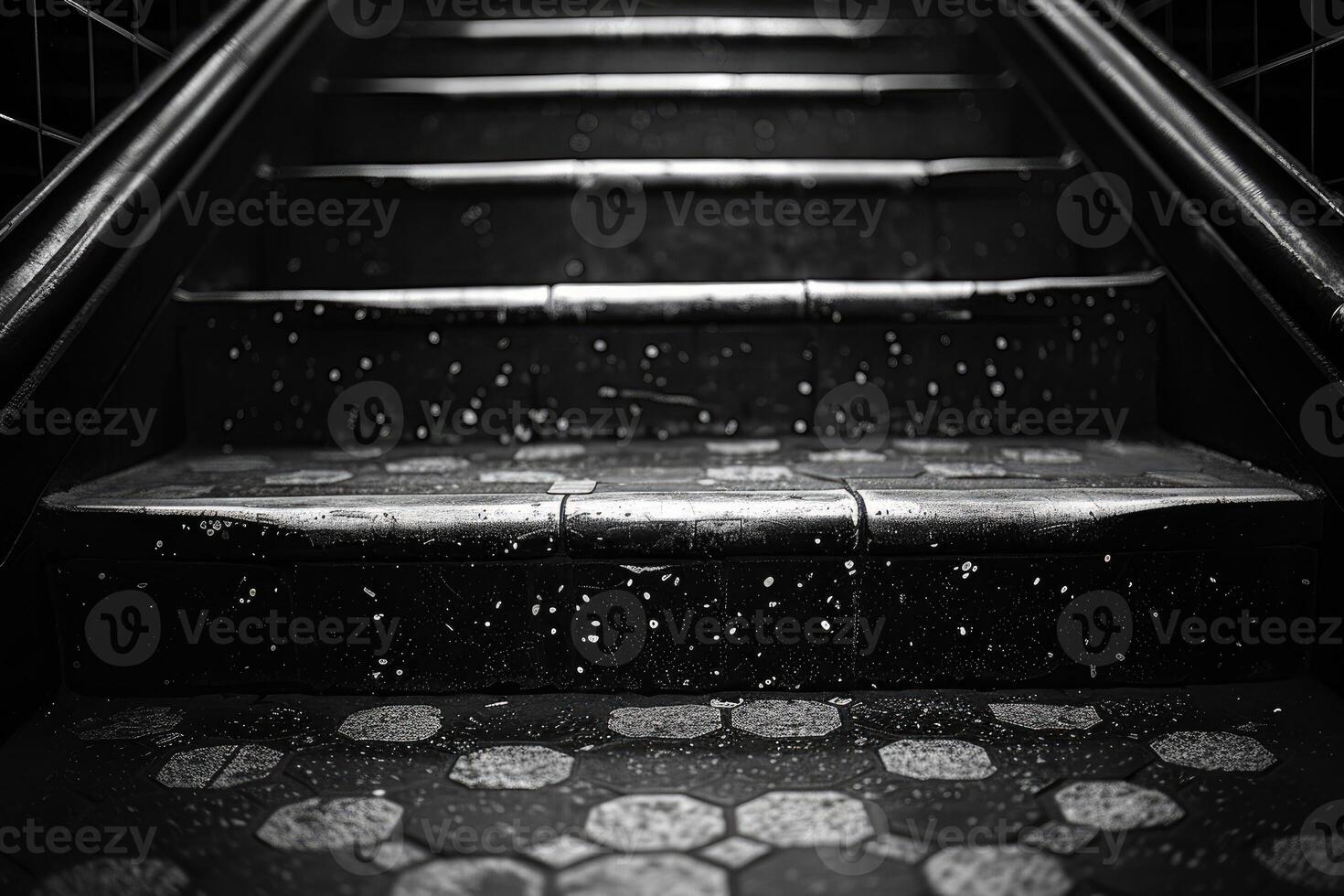 ai gerado Saída e Entrada Escadaria dentro público estação profissional fotografia foto