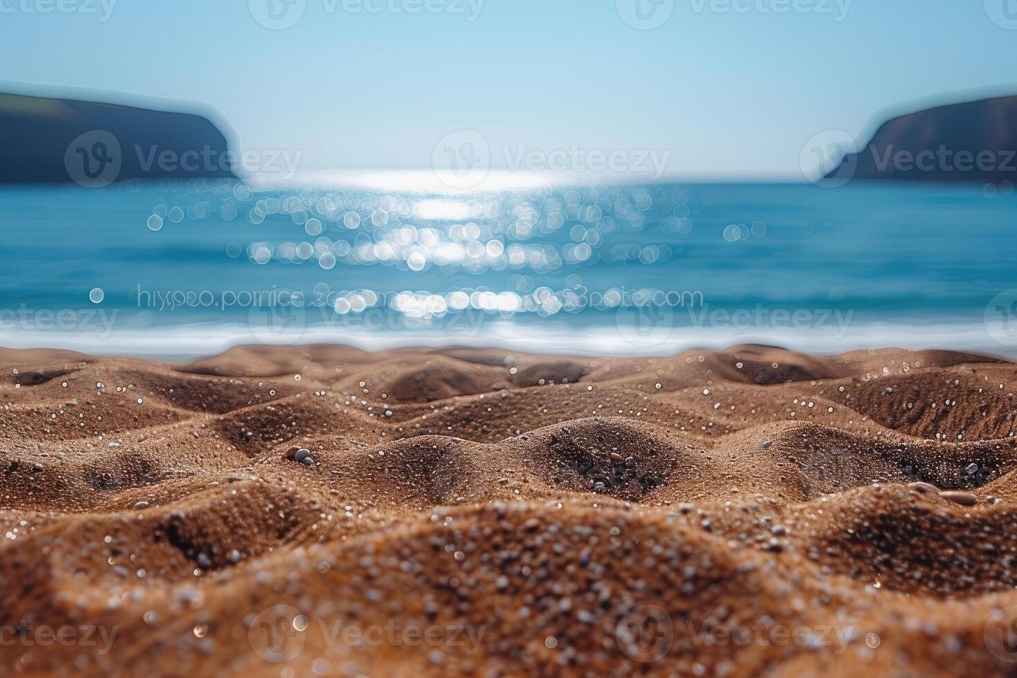 ai gerado de praia areia com oceano panorama profissional fotografia foto