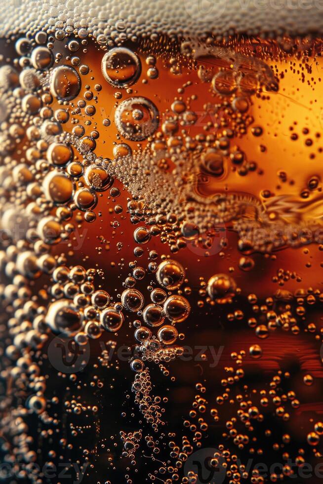 ai gerado ultra fechar acima Visão do Cerveja textura com espuma foto