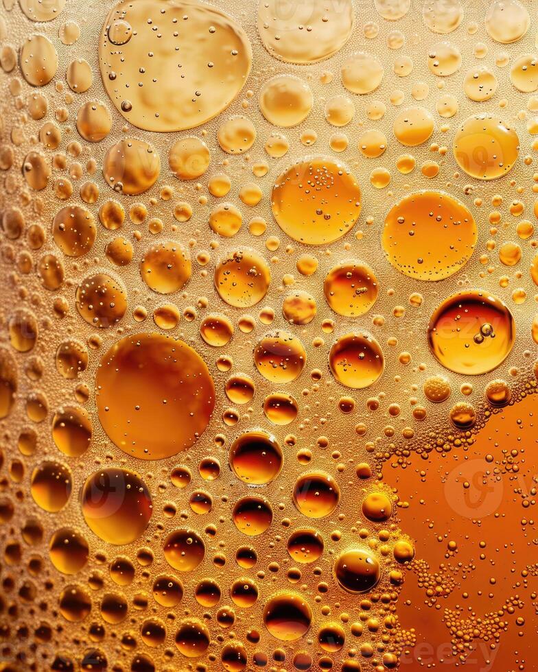 ai gerado ultra fechar acima Visão do Cerveja textura com espuma foto