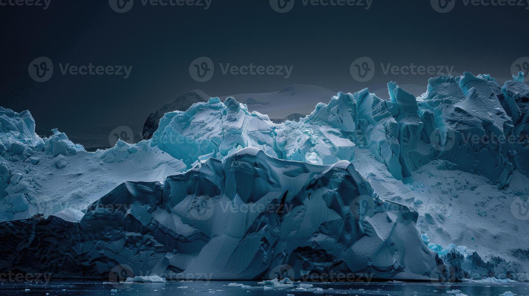 ai gerado Antártica geleira panorama às noite foto