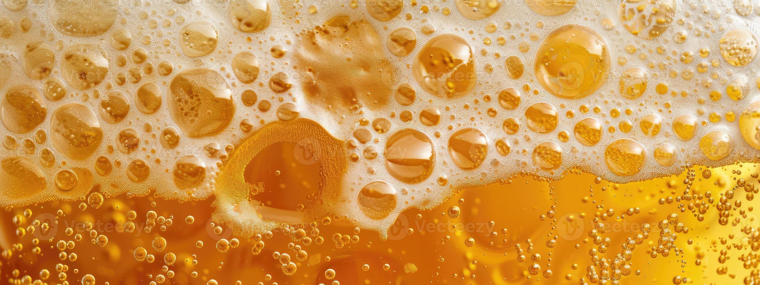 ai gerado ultra fechar acima Visão do Cerveja textura com espuma foto