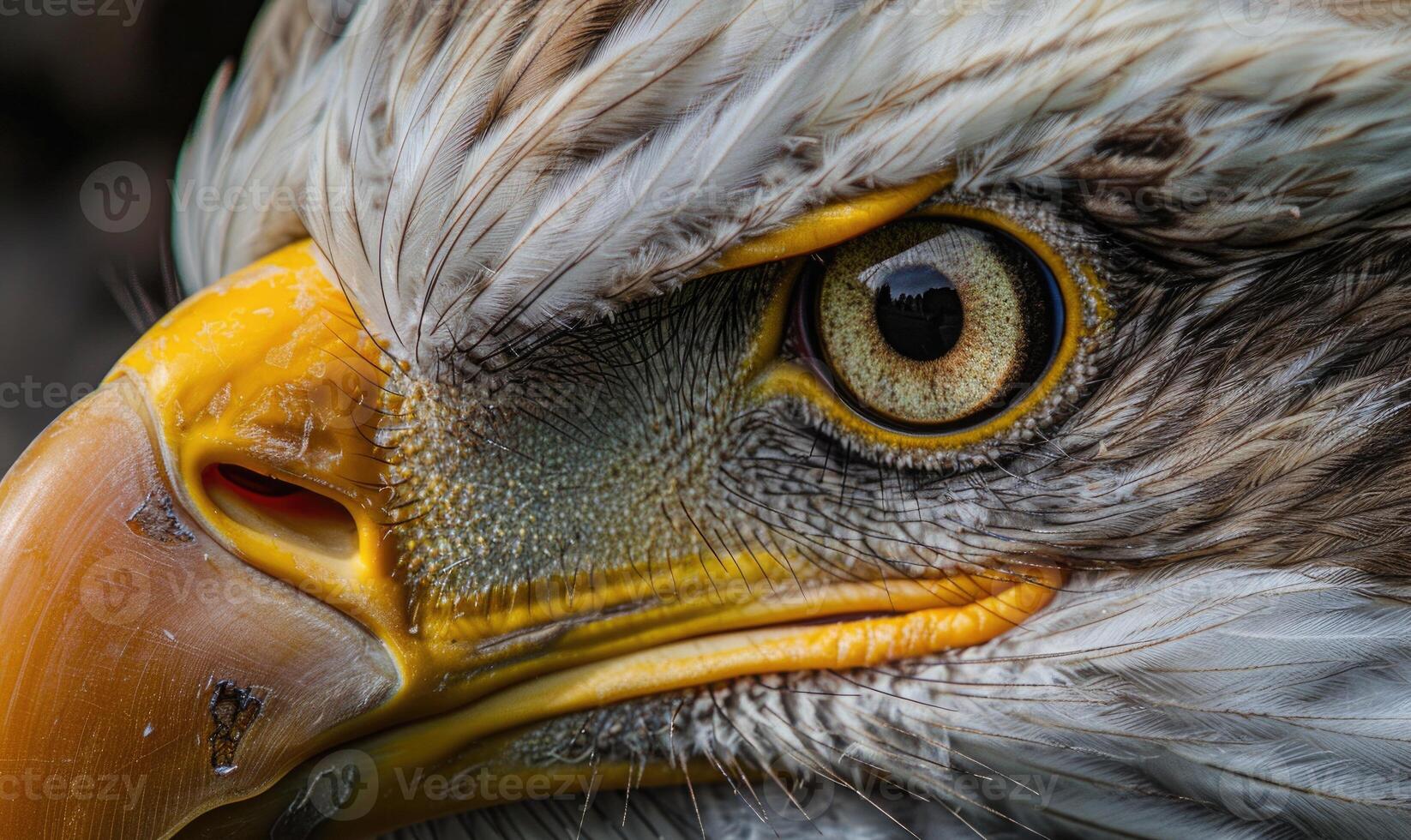 ai gerado fechar acima do a olho do uma dourado Águia foto