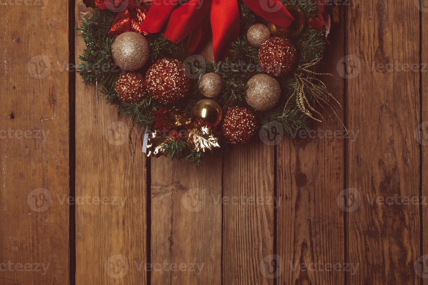 advento Natal guirlanda em de madeira porta ou parede decoração foto