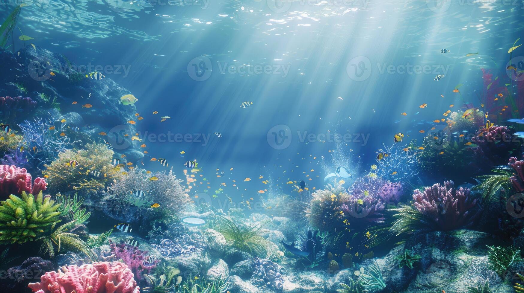 ai gerado hipnotizante embaixo da agua mundo colorida coral recife foto