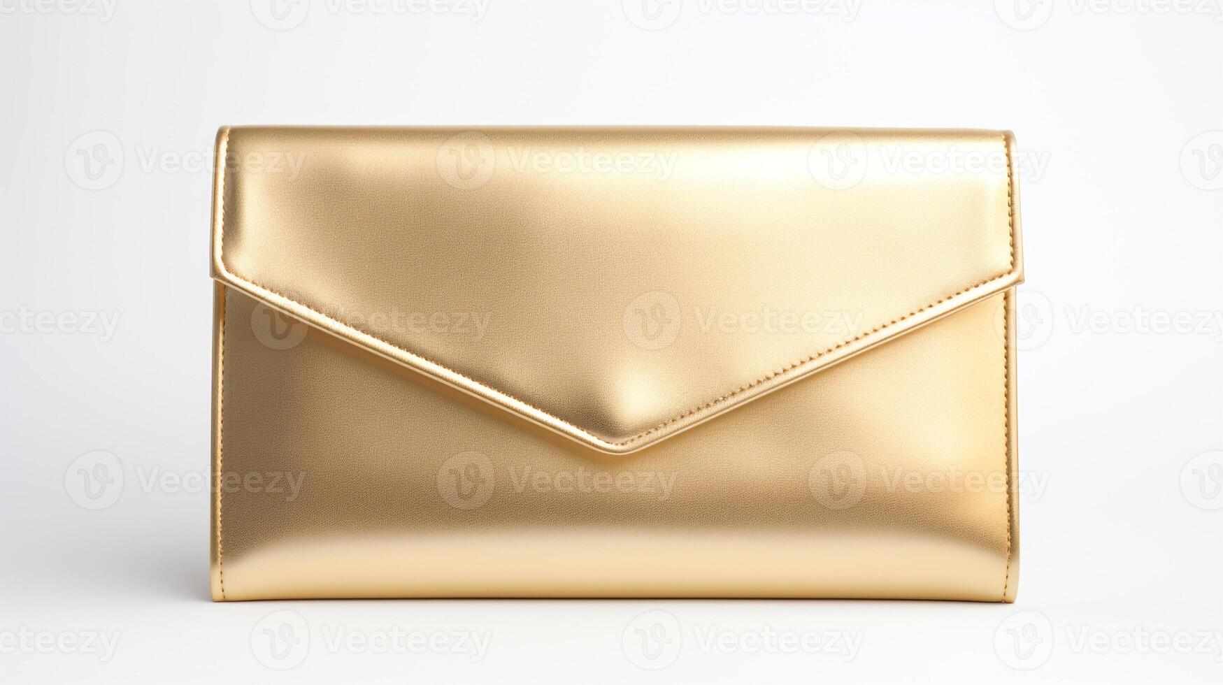ai gerado ouro dobrar embreagem saco isolado em branco fundo com cópia de espaço para anúncio. ai gerado foto