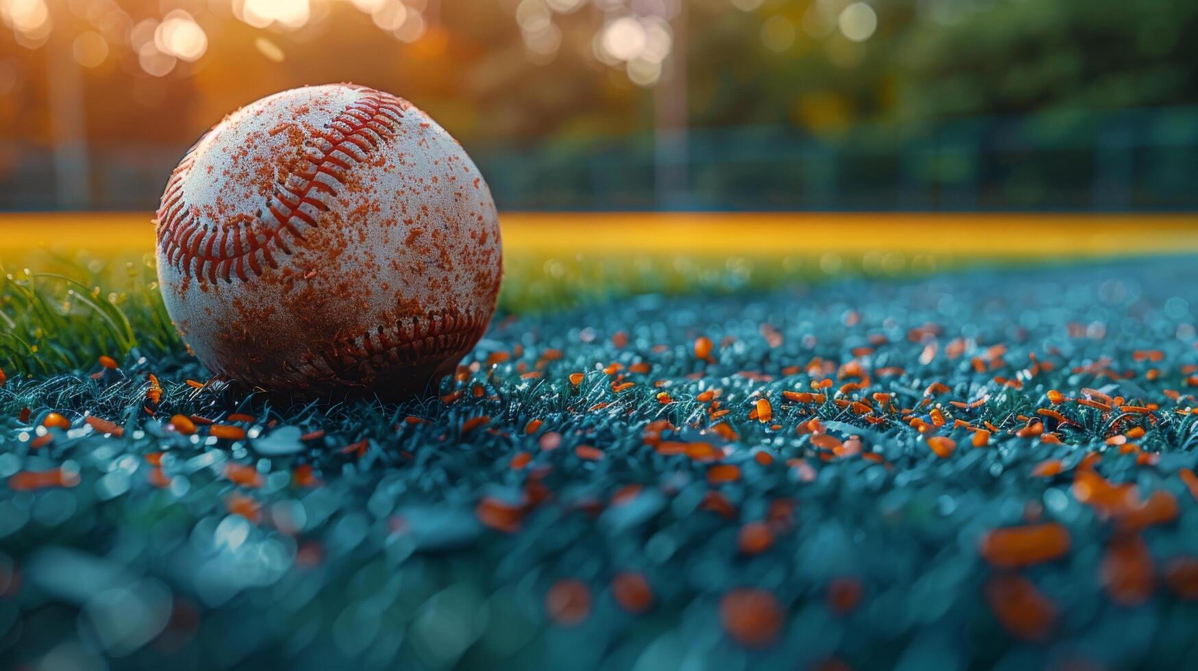 ai gerado beisebol em beisebol campo foto