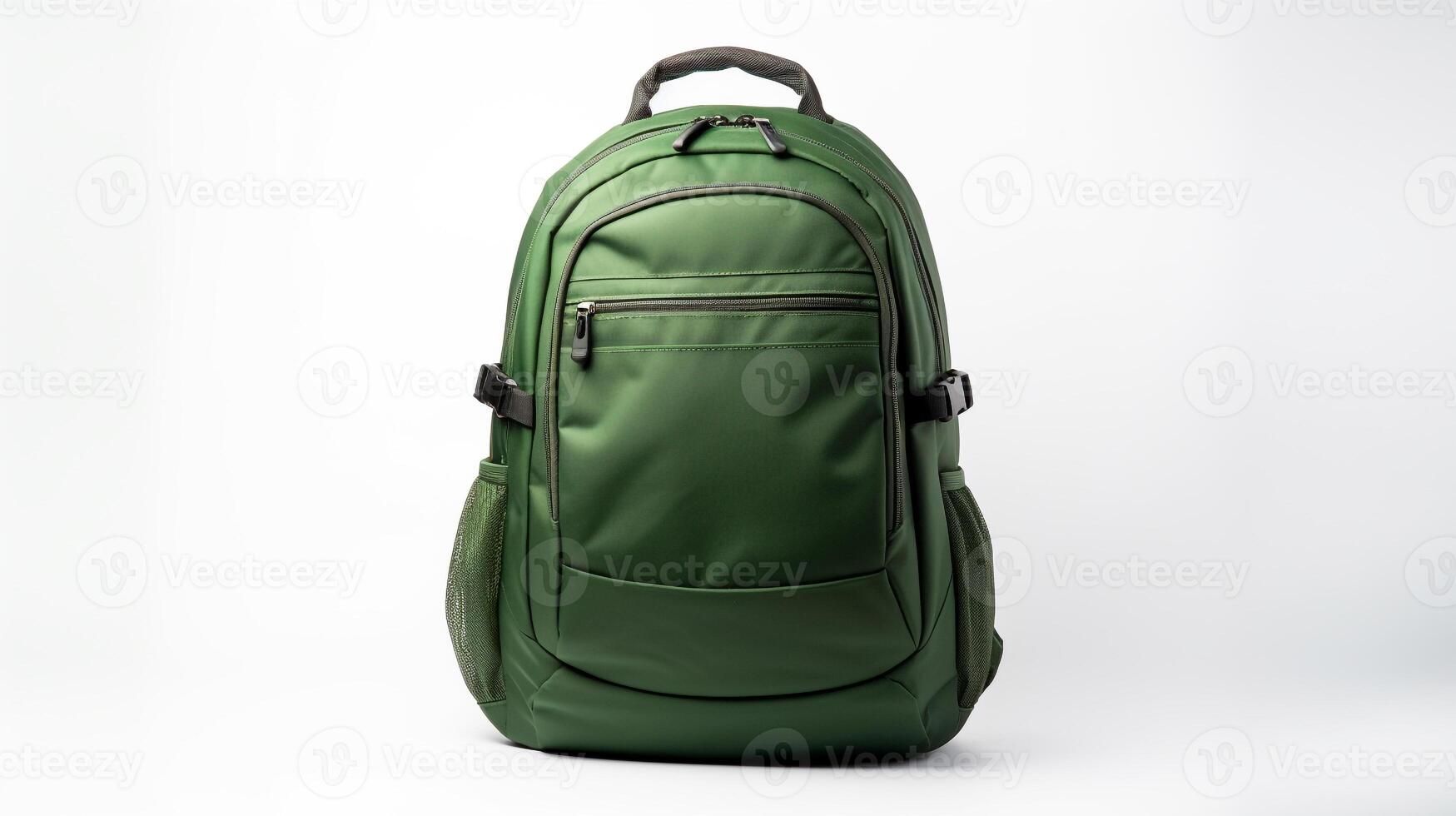 ai gerado verde viagem mochila saco isolado em branco fundo com cópia de espaço para anúncio. ai gerado foto