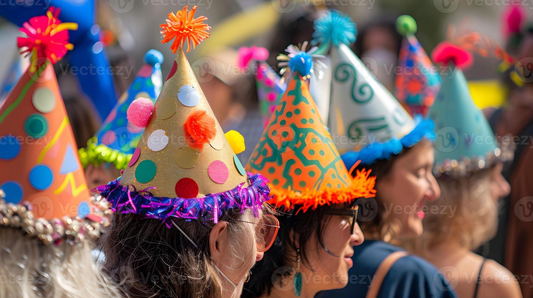 ai gerado festa chapéus colorida e peculiar foto