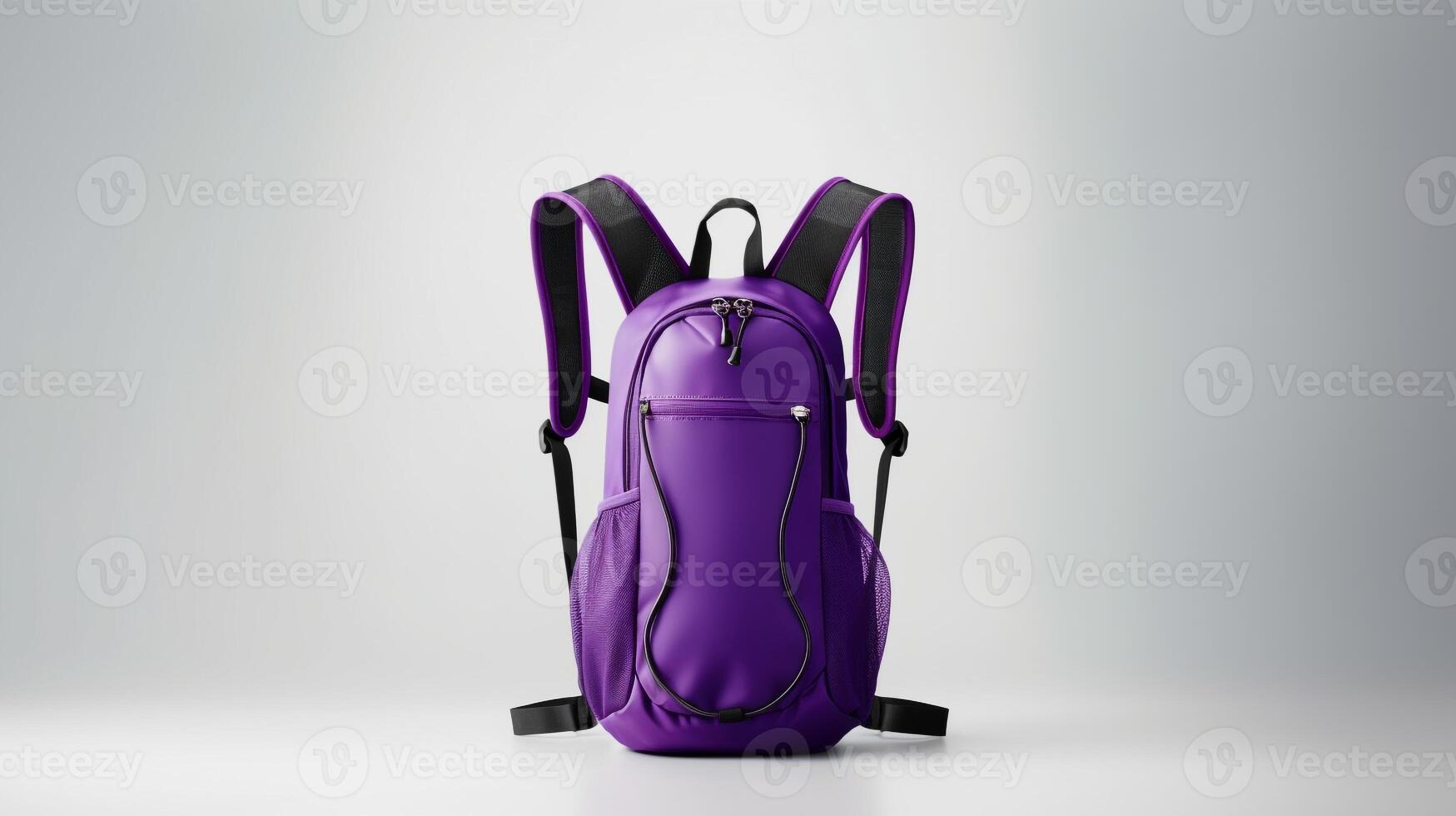 ai gerado roxa hidratação mochila saco isolado em branco fundo com cópia de espaço para anúncio. ai gerado foto