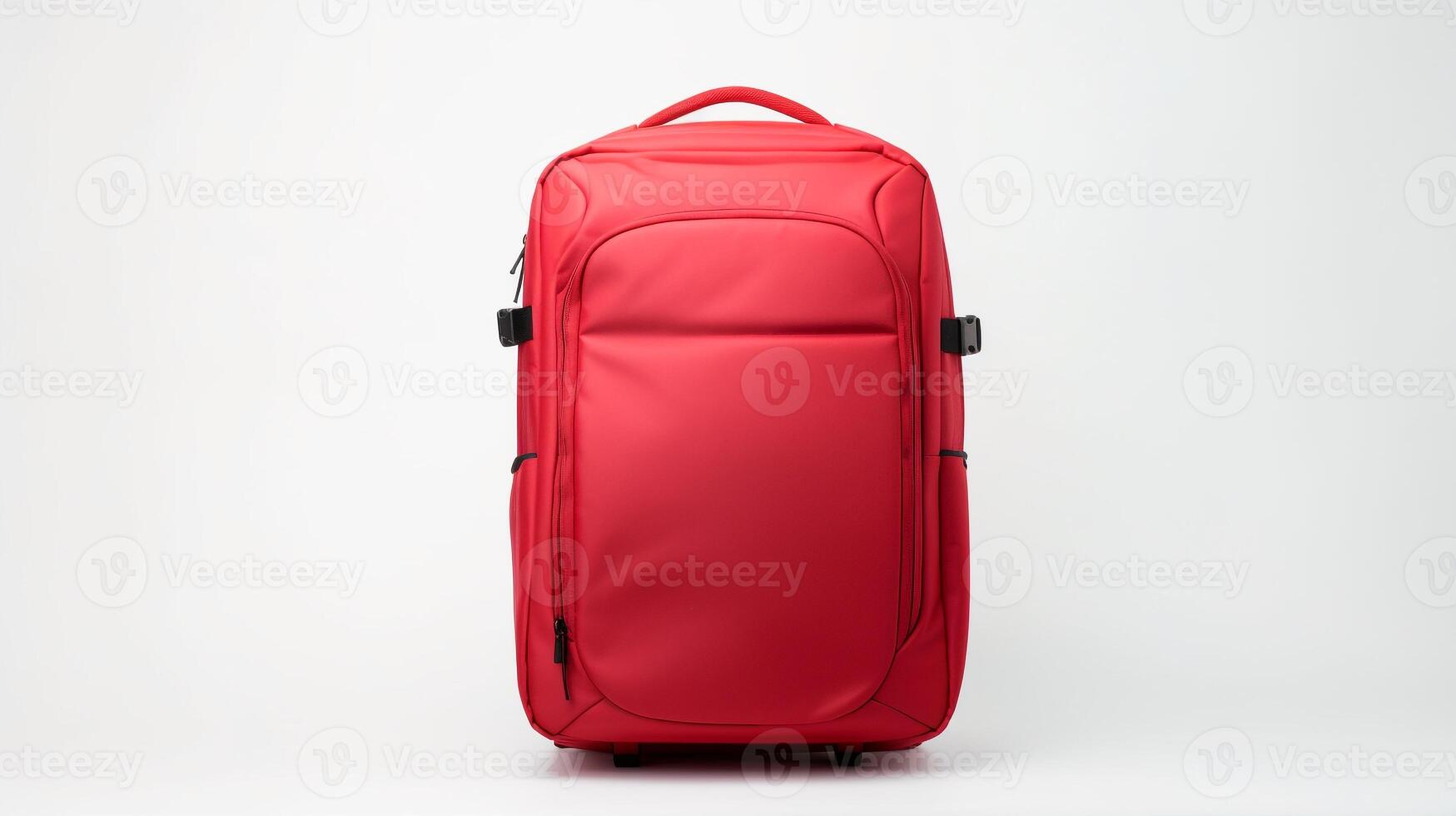 ai gerado vermelho rolando mochila saco isolado em branco fundo com cópia de espaço para anúncio. ai gerado foto