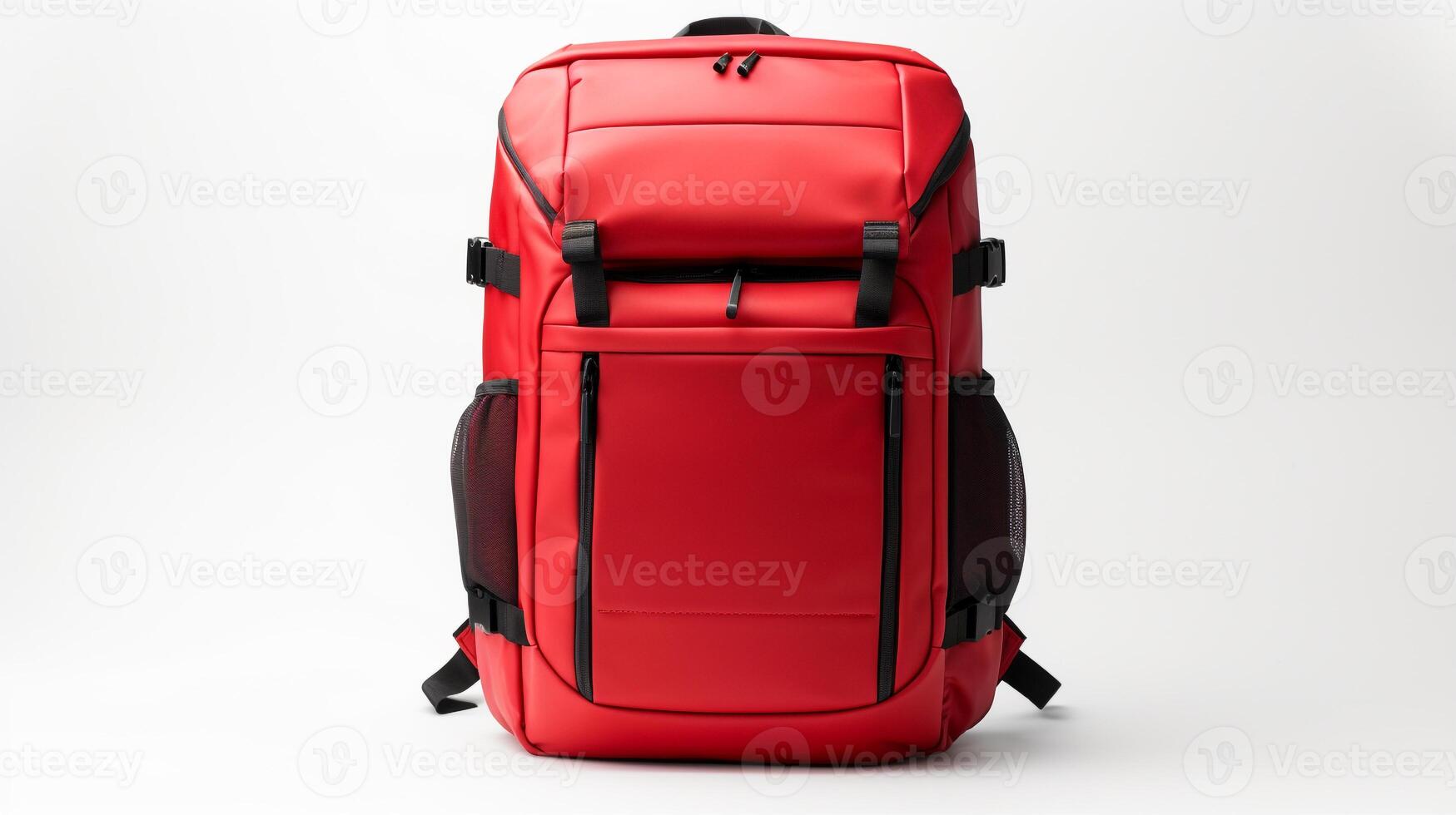 ai gerado vermelho Câmera mochila saco isolado em branco fundo com cópia de espaço para anúncio. ai gerado foto