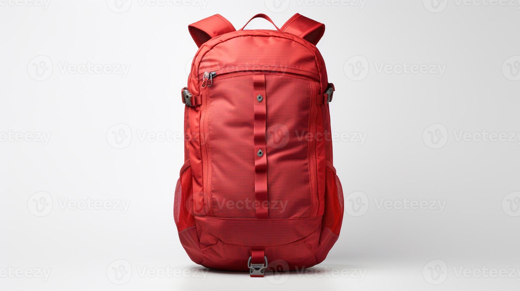 ai gerado vermelho hidratação mochila saco isolado em branco fundo com cópia de espaço para anúncio. ai gerado foto