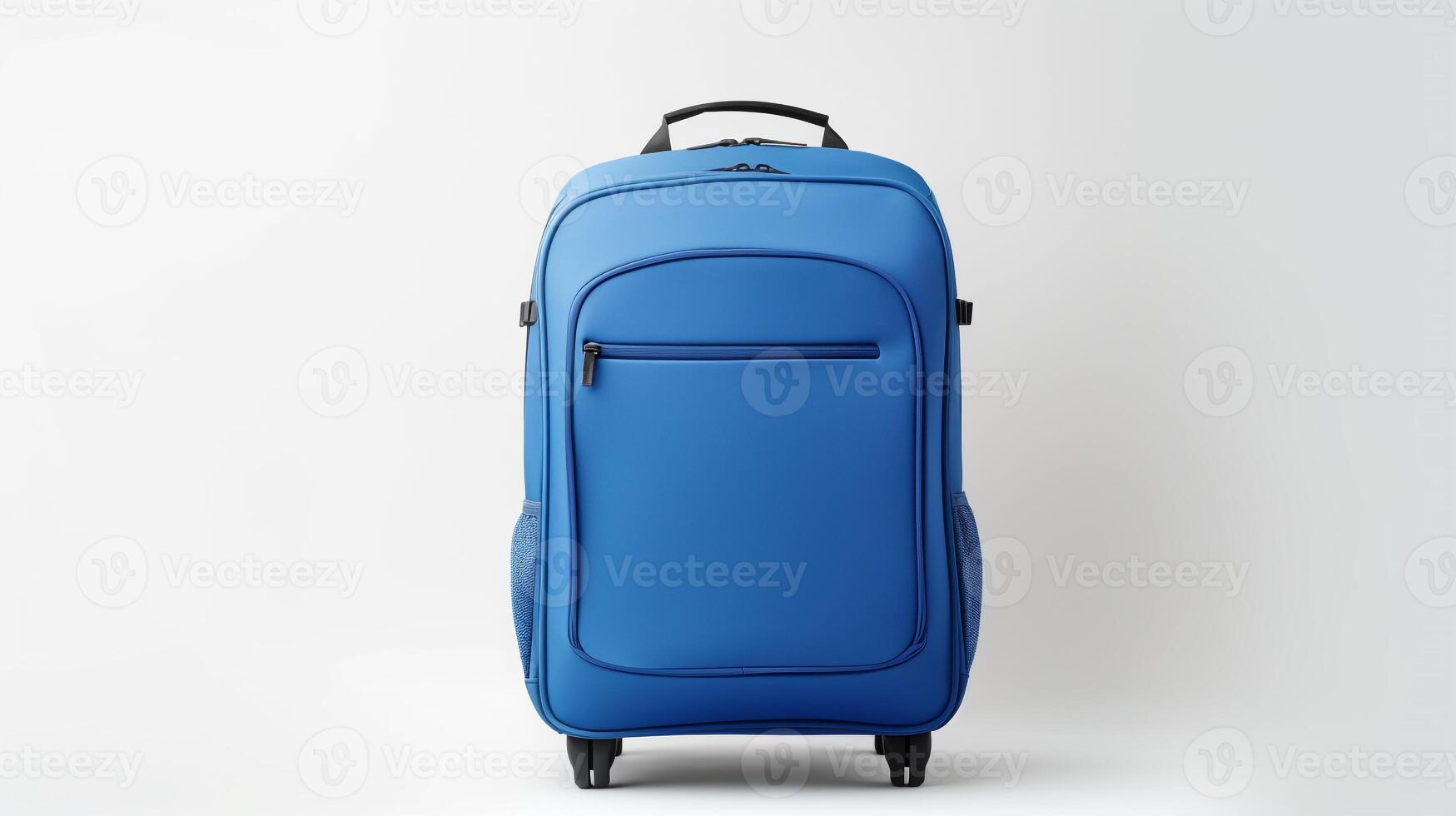 ai gerado azul rolando mochila saco isolado em branco fundo com cópia de espaço para anúncio. ai gerado foto
