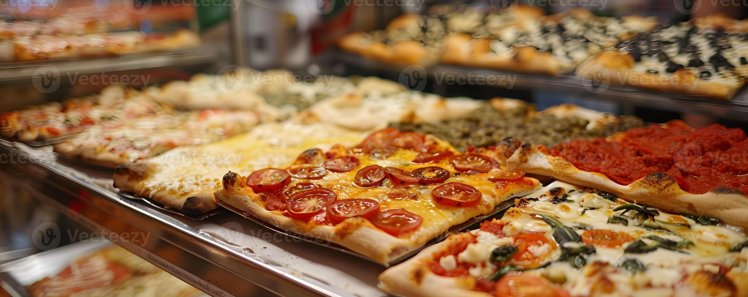 ai gerado pizza al taglio romano rua Comida foto