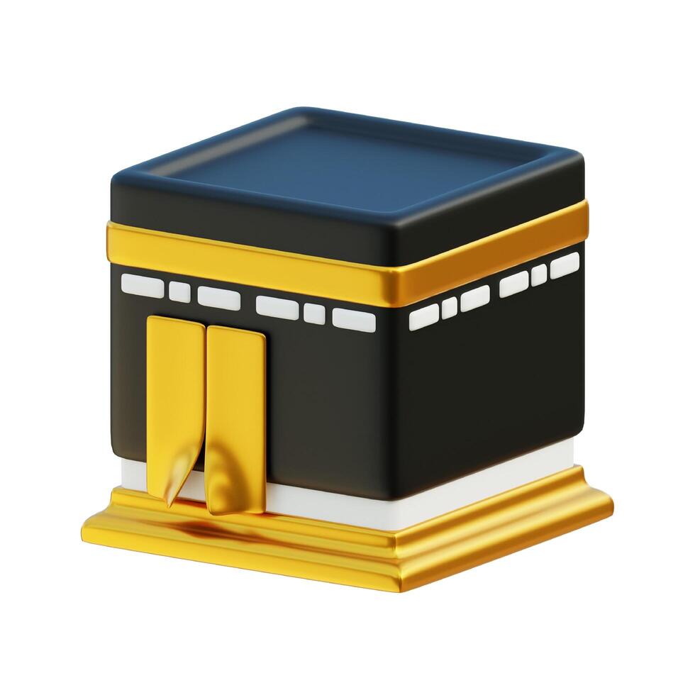 kaaba 3d ícone com isolado fundo, Ramadã 3d Renderização, muçulmano ícone, 3d ilustração modelo foto