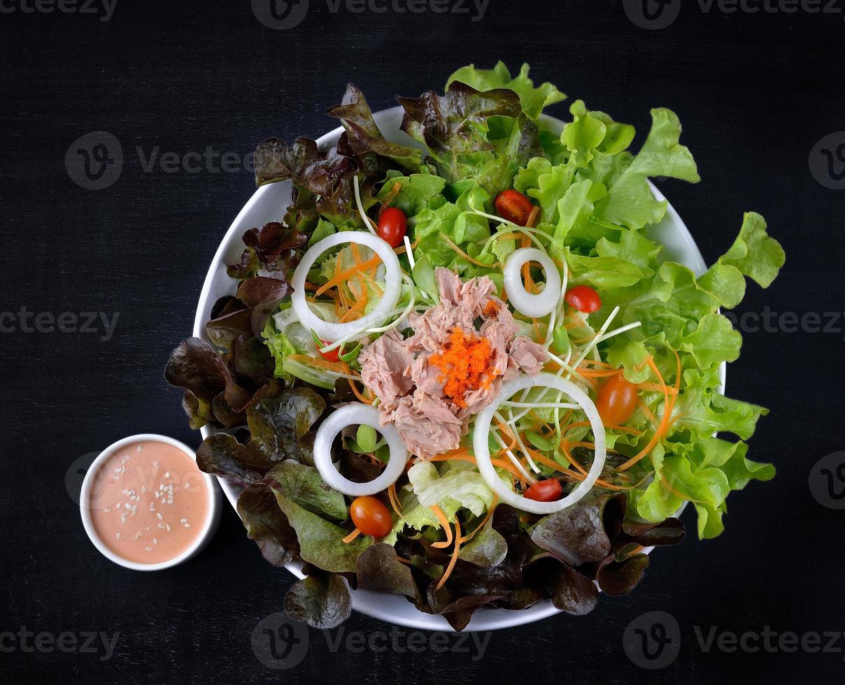 Salada de atum e legumes com molho foto