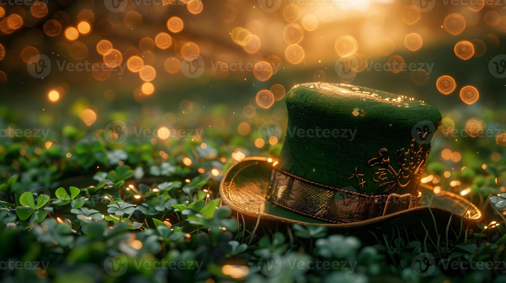 ai gerado feliz st patricks dia boné fundo em uma verde fundo. alta resolução. ai generativo foto