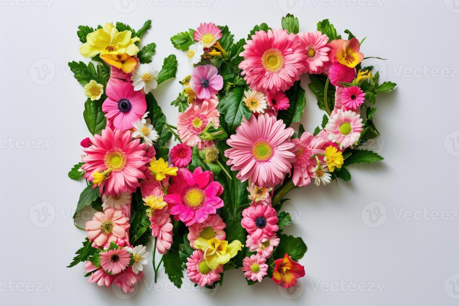 ai gerado real flor alfabeto Fonte coleção para único decoração. foto