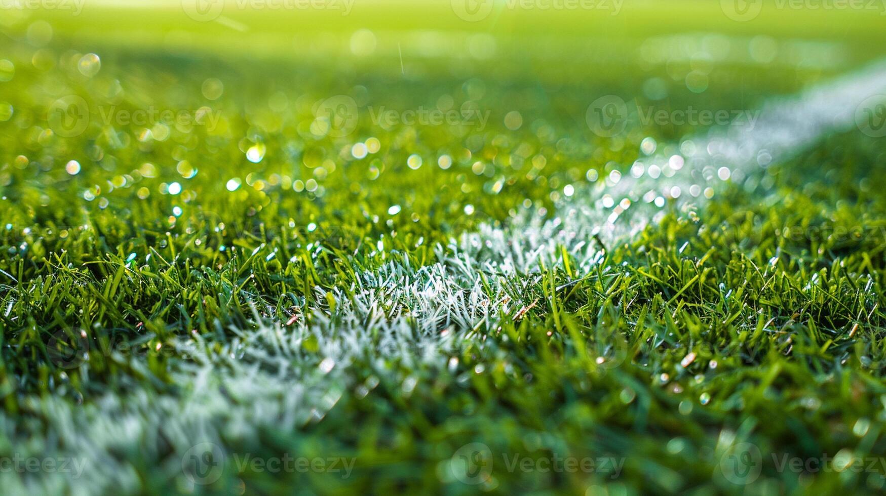 ai gerado verde Relva futebol campo com linha fechar acima foto