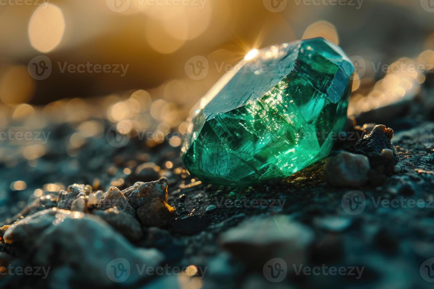 ai gerado verde esmeralda pedra preciosa em pedra. foto
