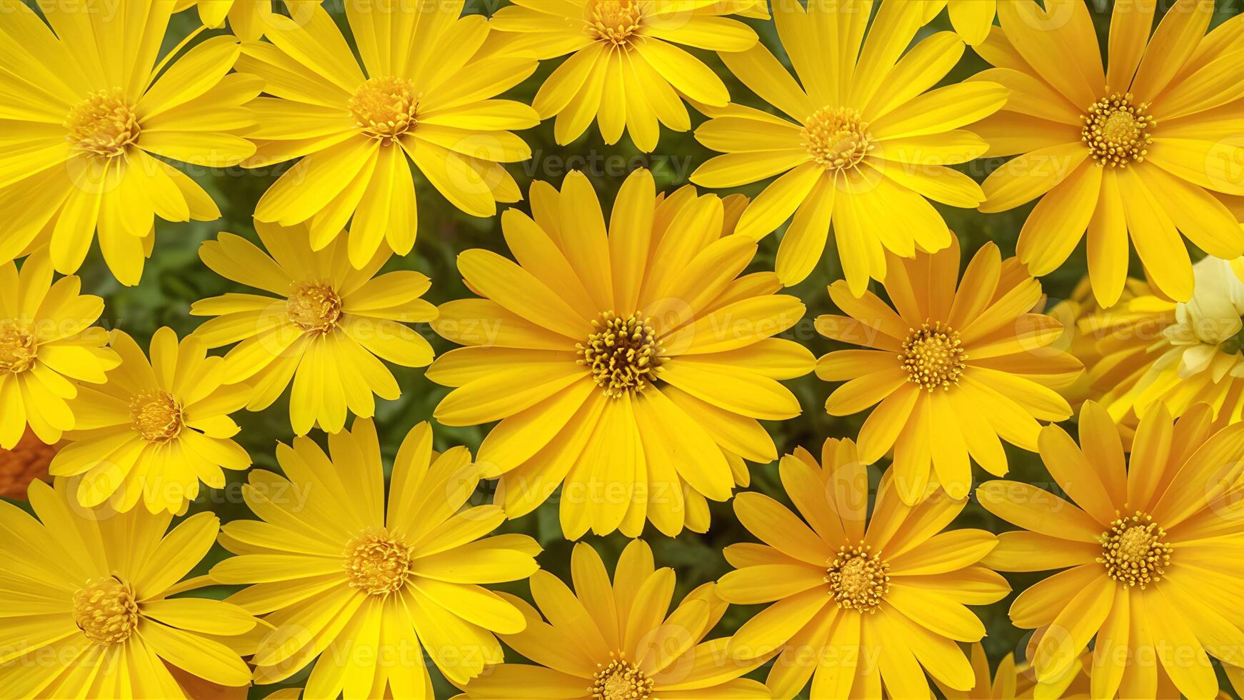 ai gerado verão e Primavera temas capturado dentro vibrante amarelo flor fundo foto