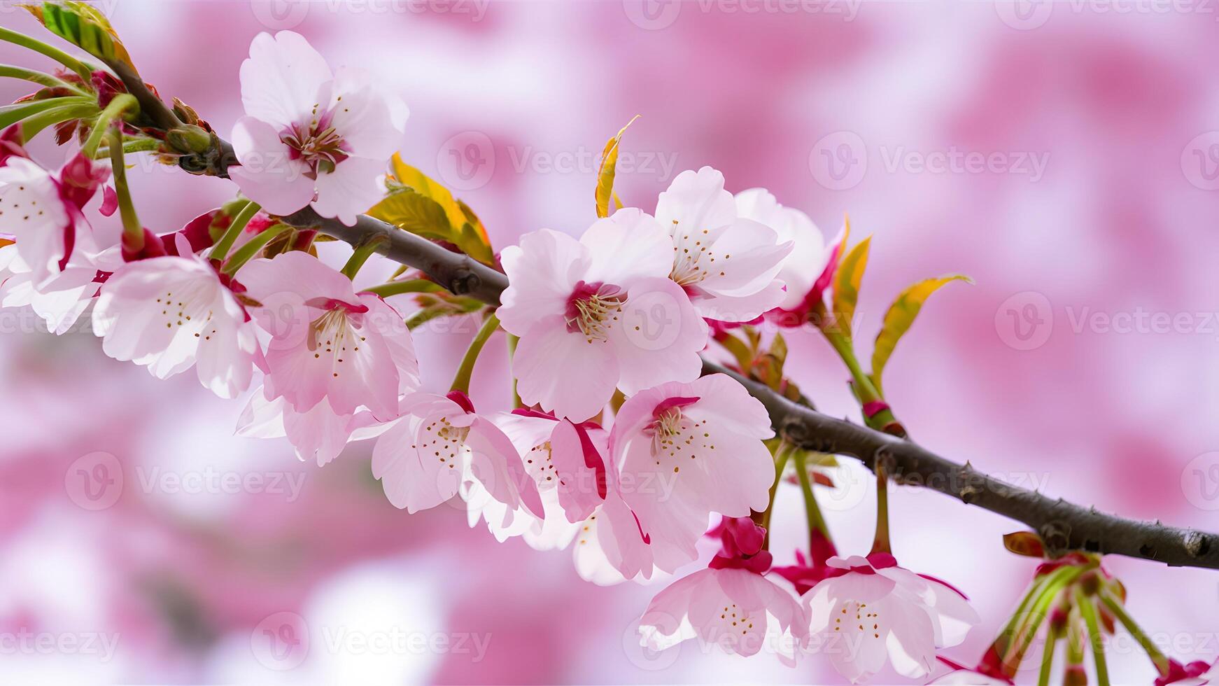 ai gerado ramo do japonês cereja Flor isolado contra branco fundo foto