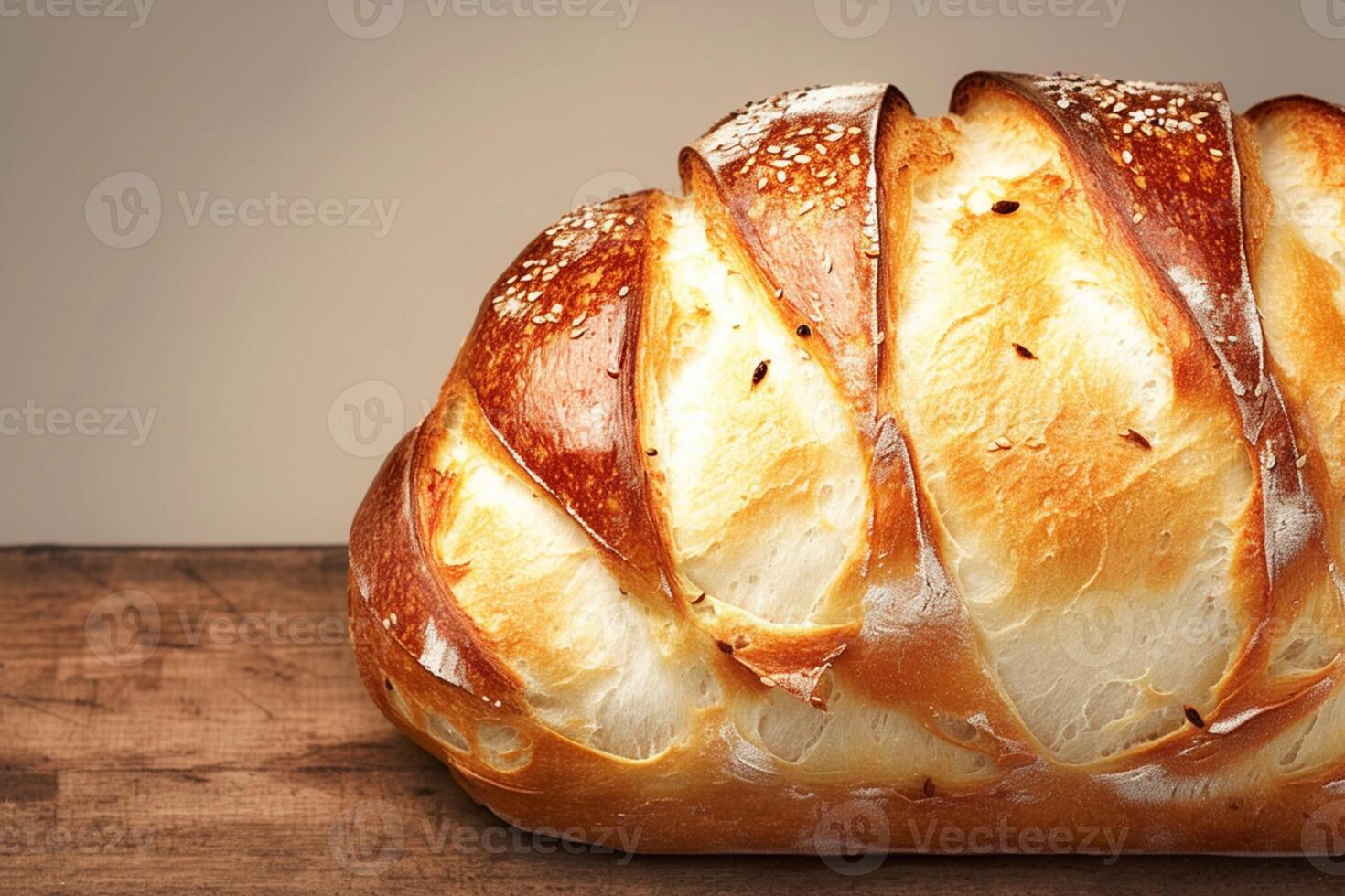 ai gerado foto caloroso e delicioso fechar acima do recentemente cozido pão textura