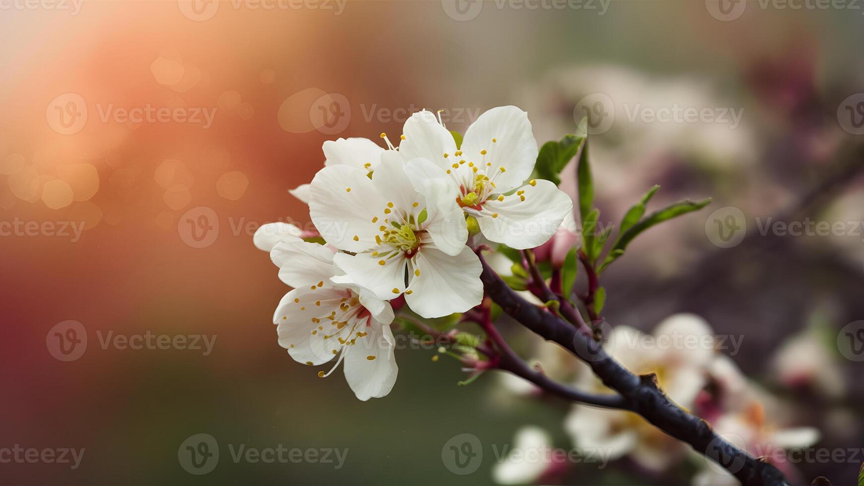 ai gerado Primavera Flor com retro tonificado fundo sobre borrado natureza foto