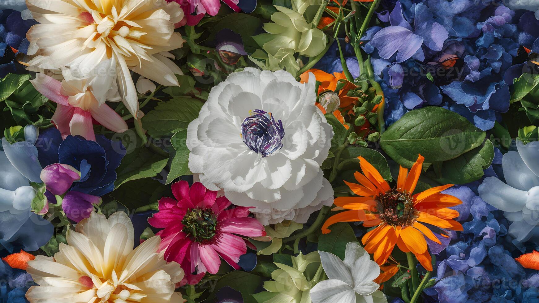 ai gerado floral padronizar perfeitamente integra para dentro pano com vibrante ramalhete foto